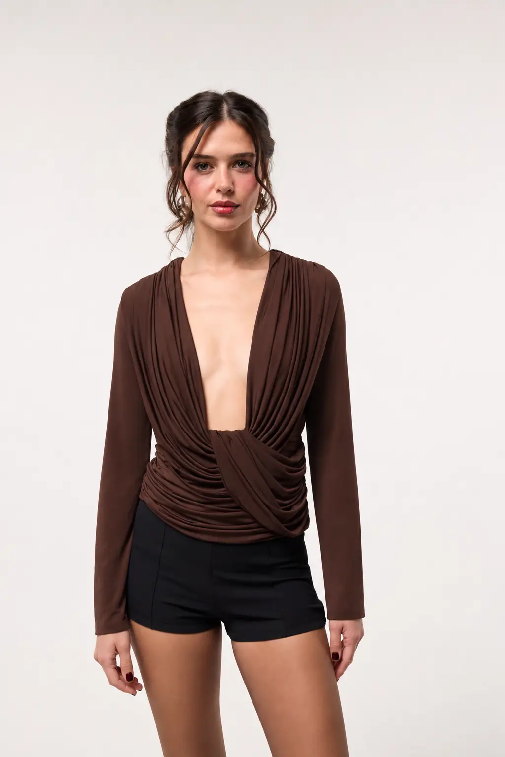Drape Muse Top - Acı Kahve