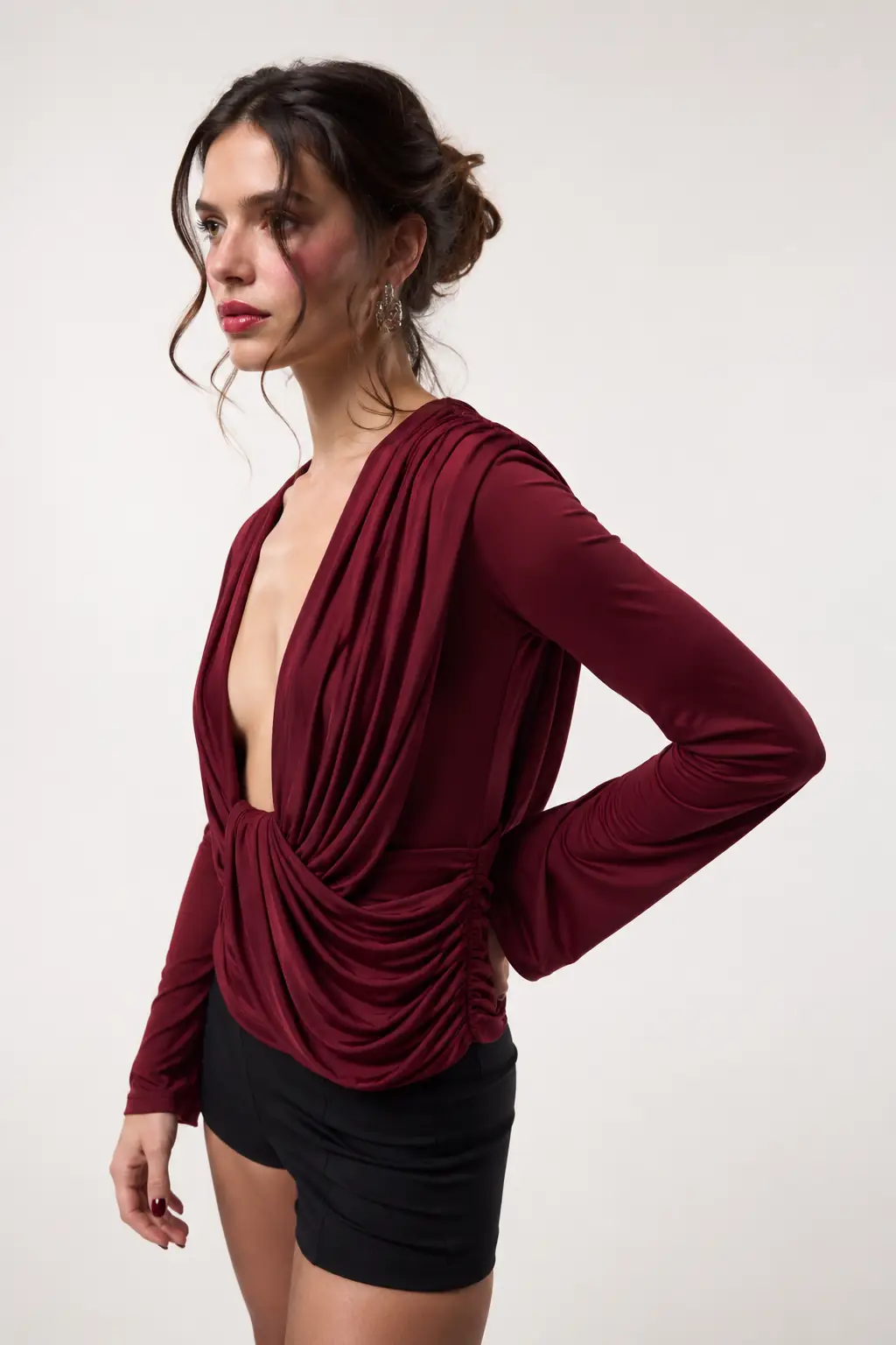 Drape Muse Top - Bordo